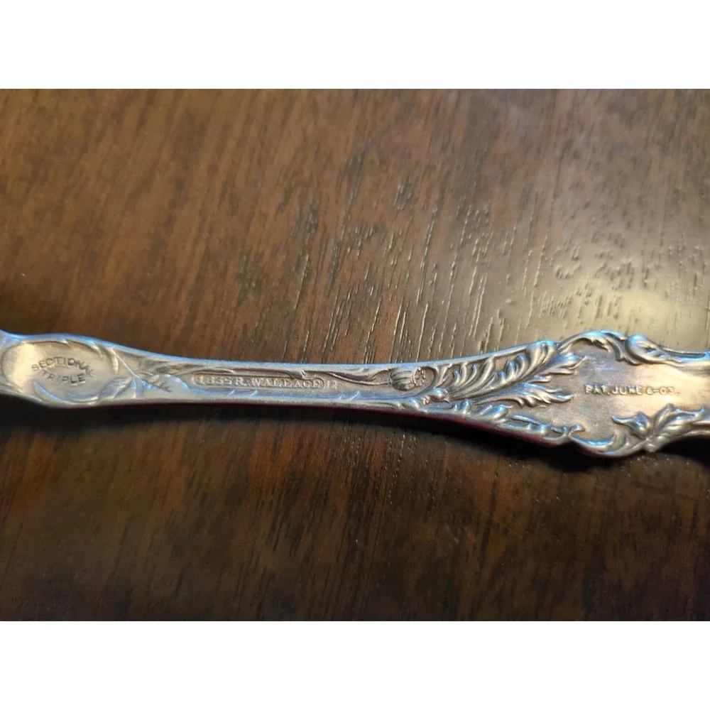 1835 R Wallace Sectional Triple Silverplate 1903 Floral Tablespoon 